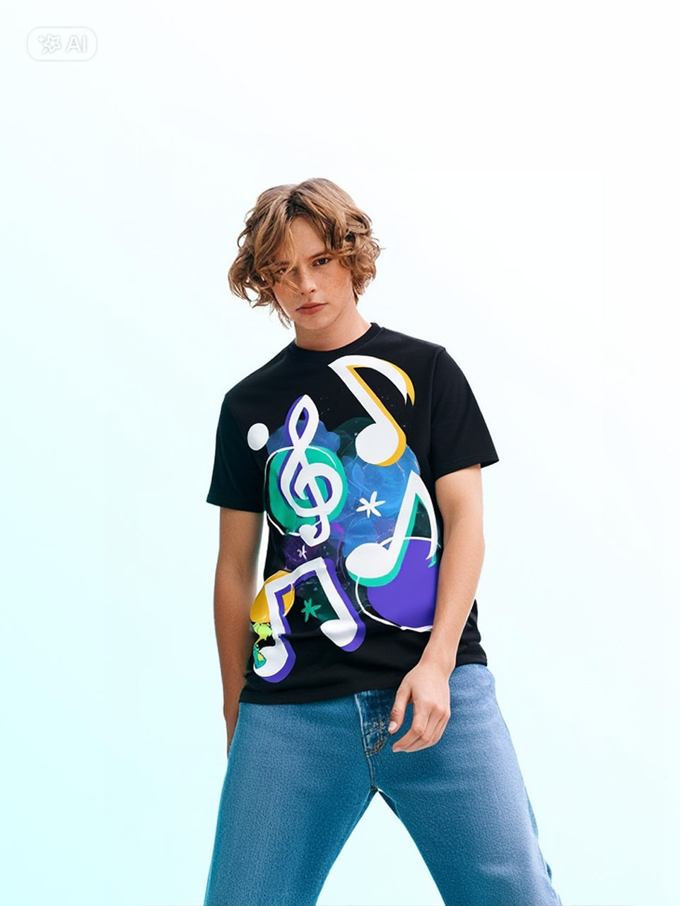 T-shirt Unisexe Noir – Design Musical Graffiti