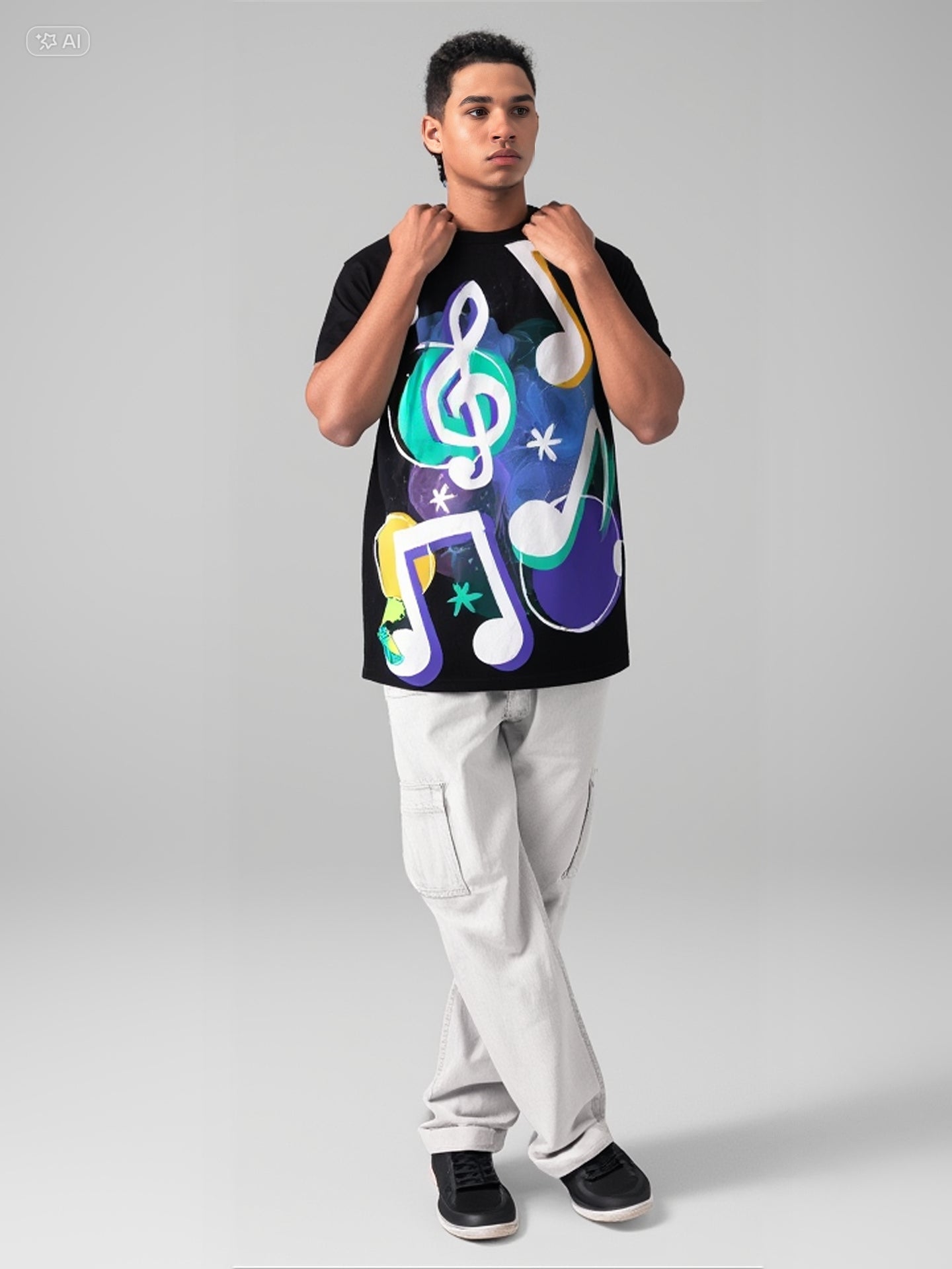 T-shirt Unisexe Noir – Design Musical Graffiti